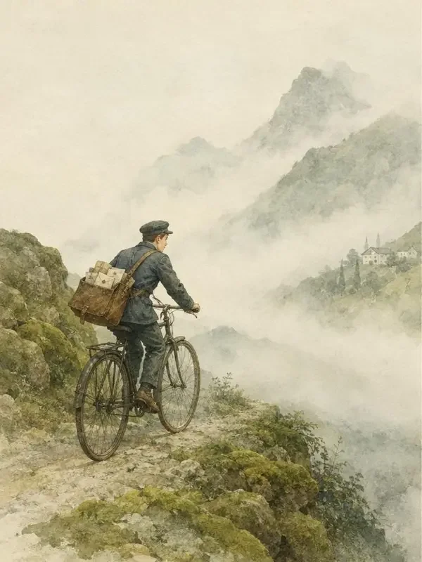 雾山邮差 短剧封面插画