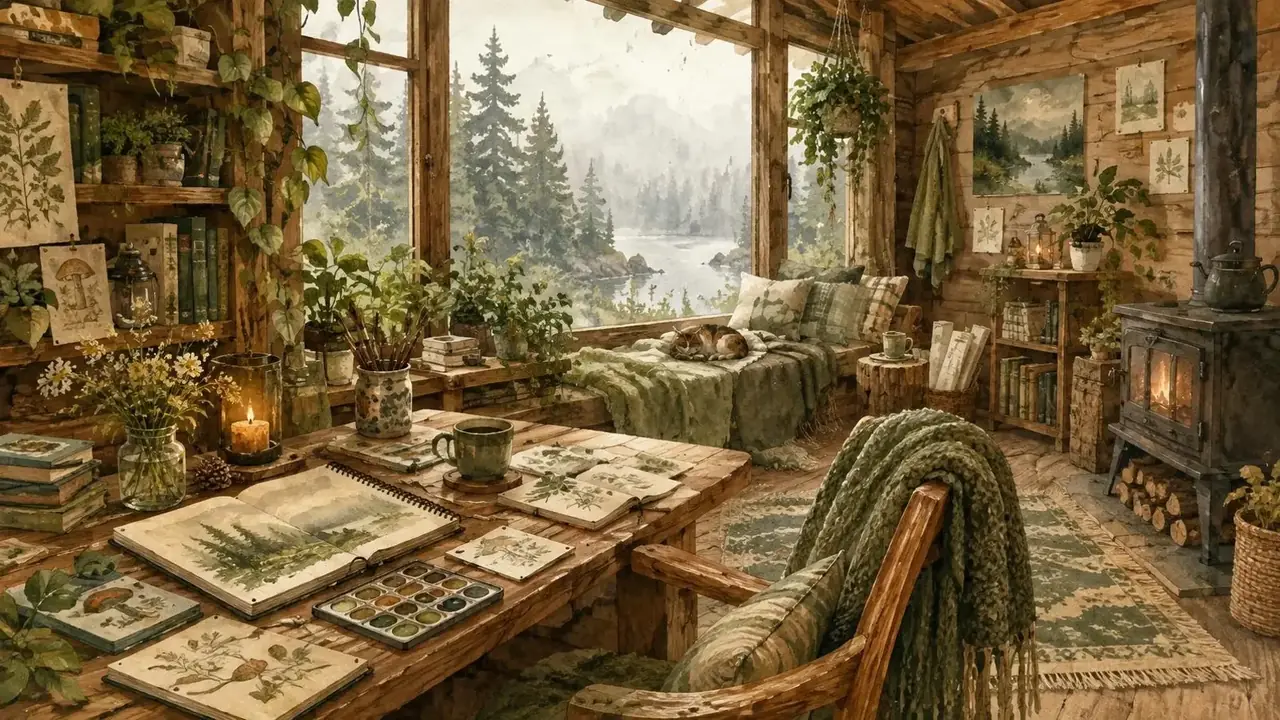 黄果短剧夜间模式 · 山脚木屋工作室手绘插画